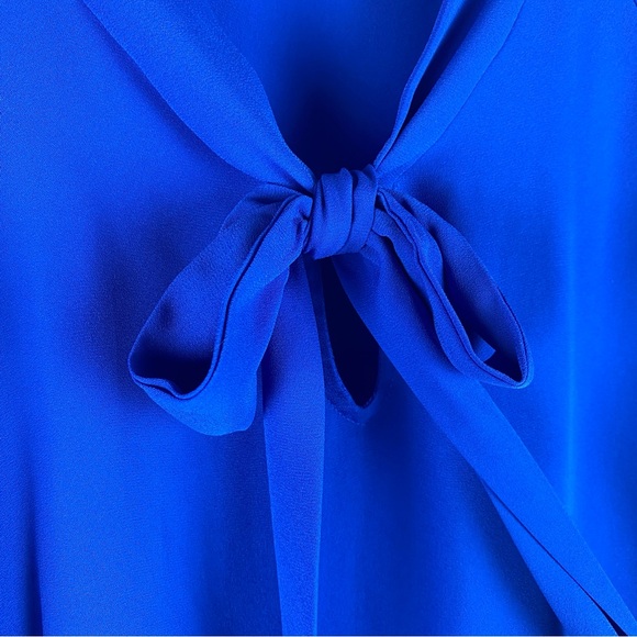 Pleione Flutter Sleeve Bow Tie Front Blouse Size XL Cobalt Blue - Picture 4 of 13
